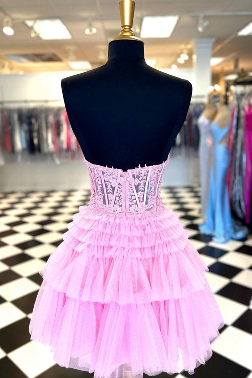 Ivy| A Line Sweetheart Homecoming Dress with Ruffles