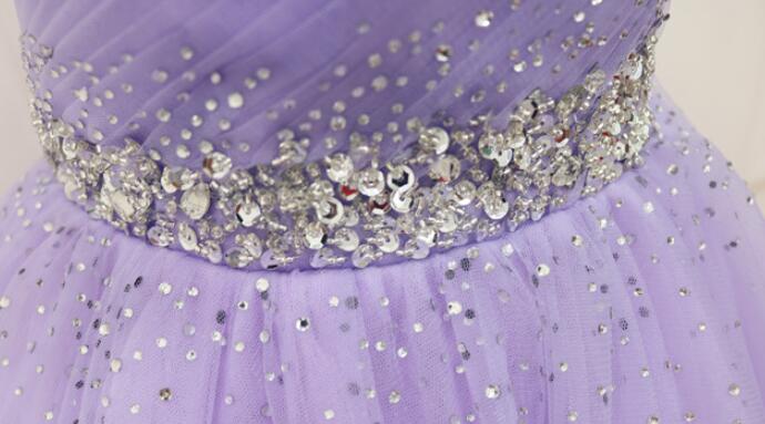 Lovely Light Purple Beaded Short Party Dress, Off Shoulder Homecoming Dress