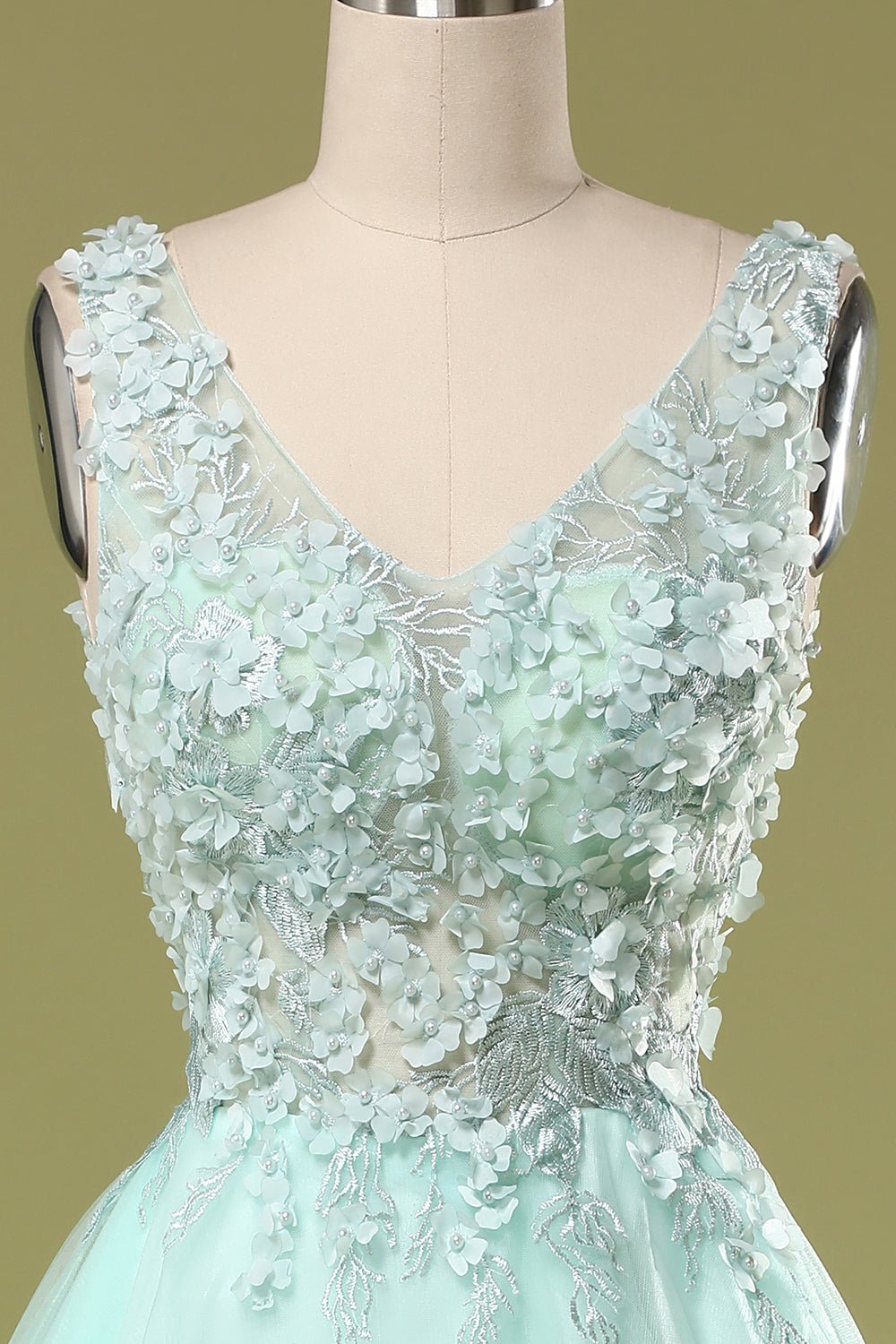 Mint Green Short Prom Dress With Appliques