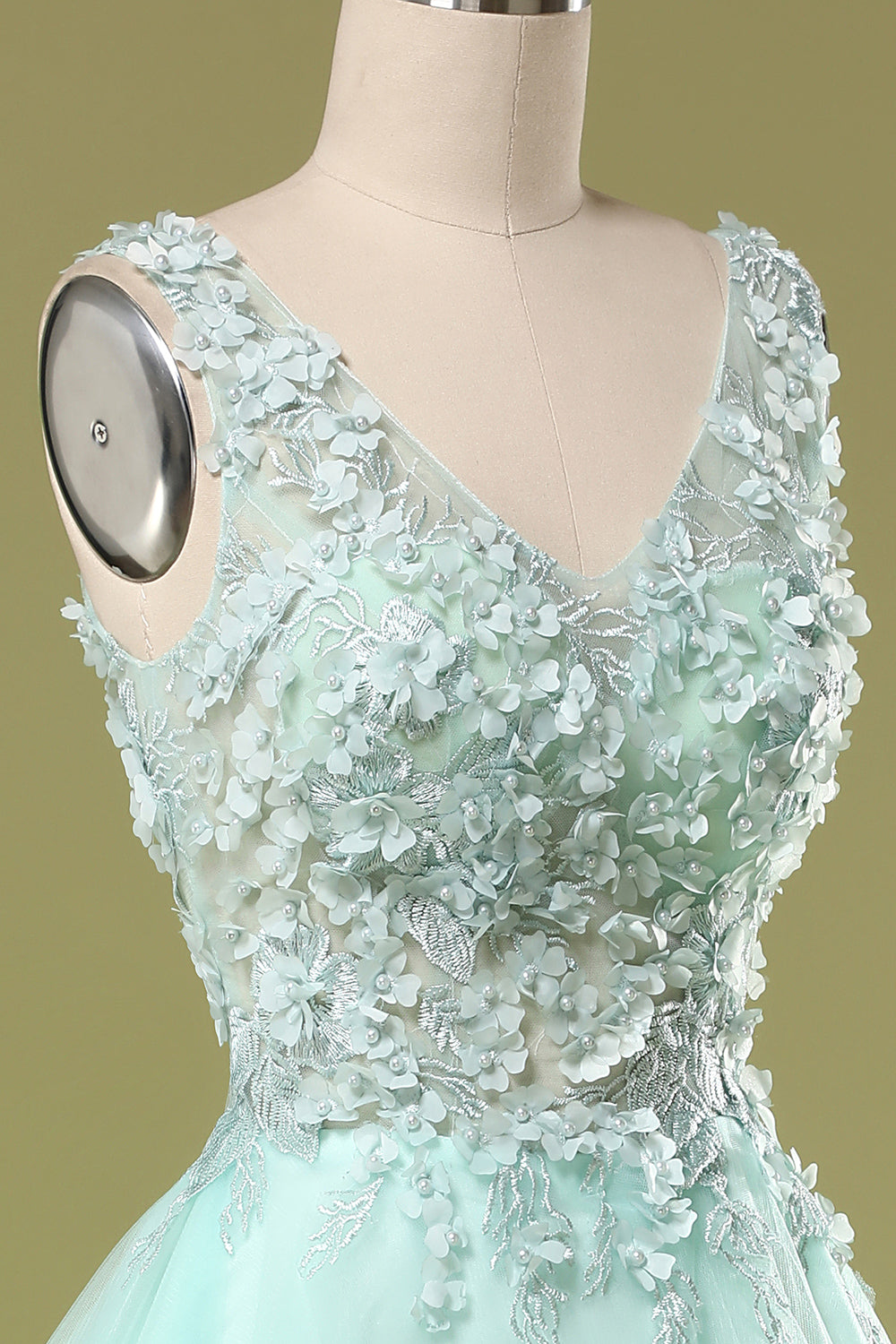 Mint Green Short Prom Dress With Appliques