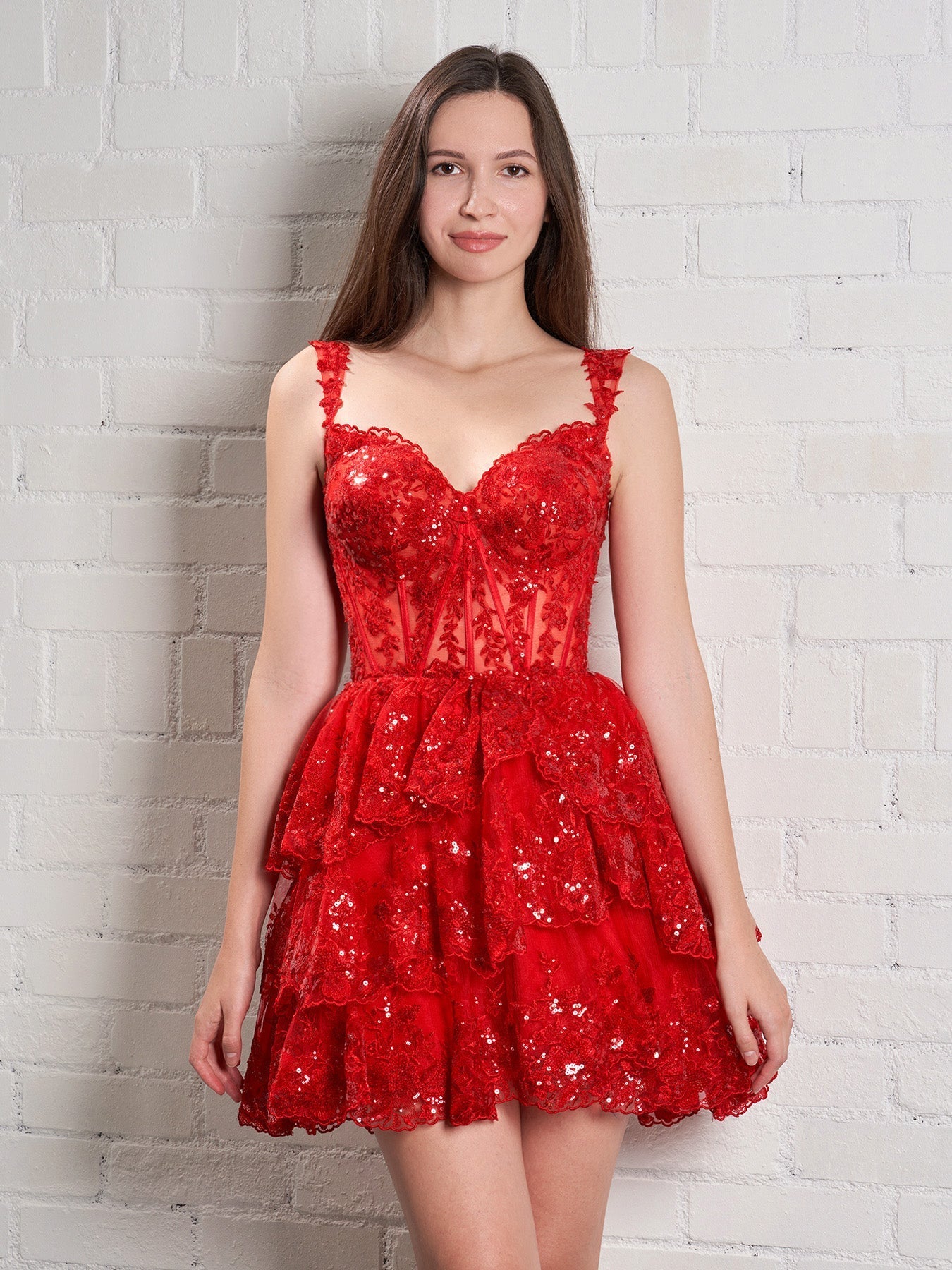 Everly | A-Line Sweetheart Tiered Short Homecoming Dress