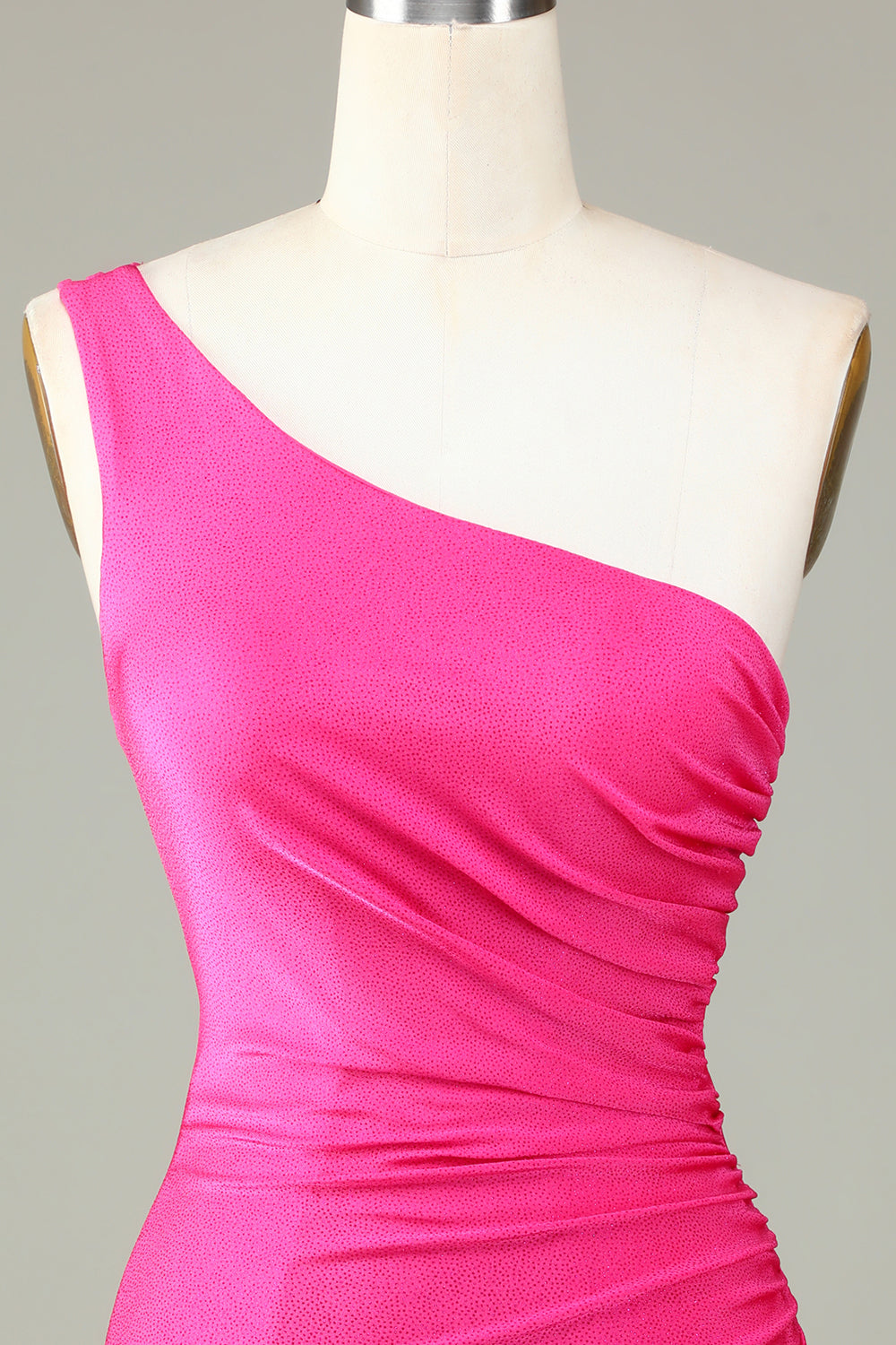 One Shoulder Unique Short Fuchsia Homecoming Dress