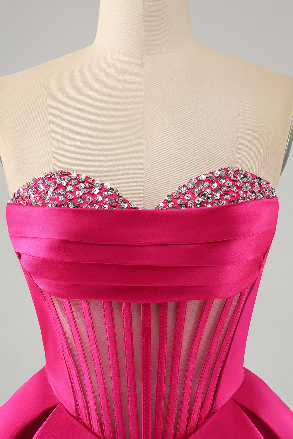 Cute Fuchsia A Line Sweetheart Corset Homecoming Dress with Beading