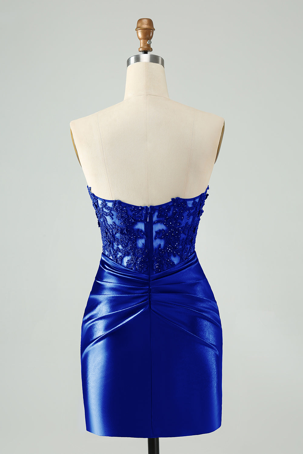 Sparkly Navy Tight Strapless Hollow Out Homecoming Dress with Slit