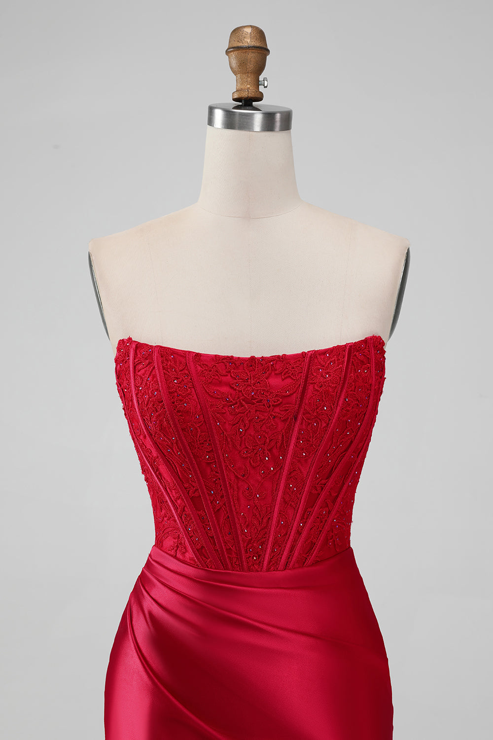 Sparky Red Strapless Bodycon Short Homecoming Dress with Lace