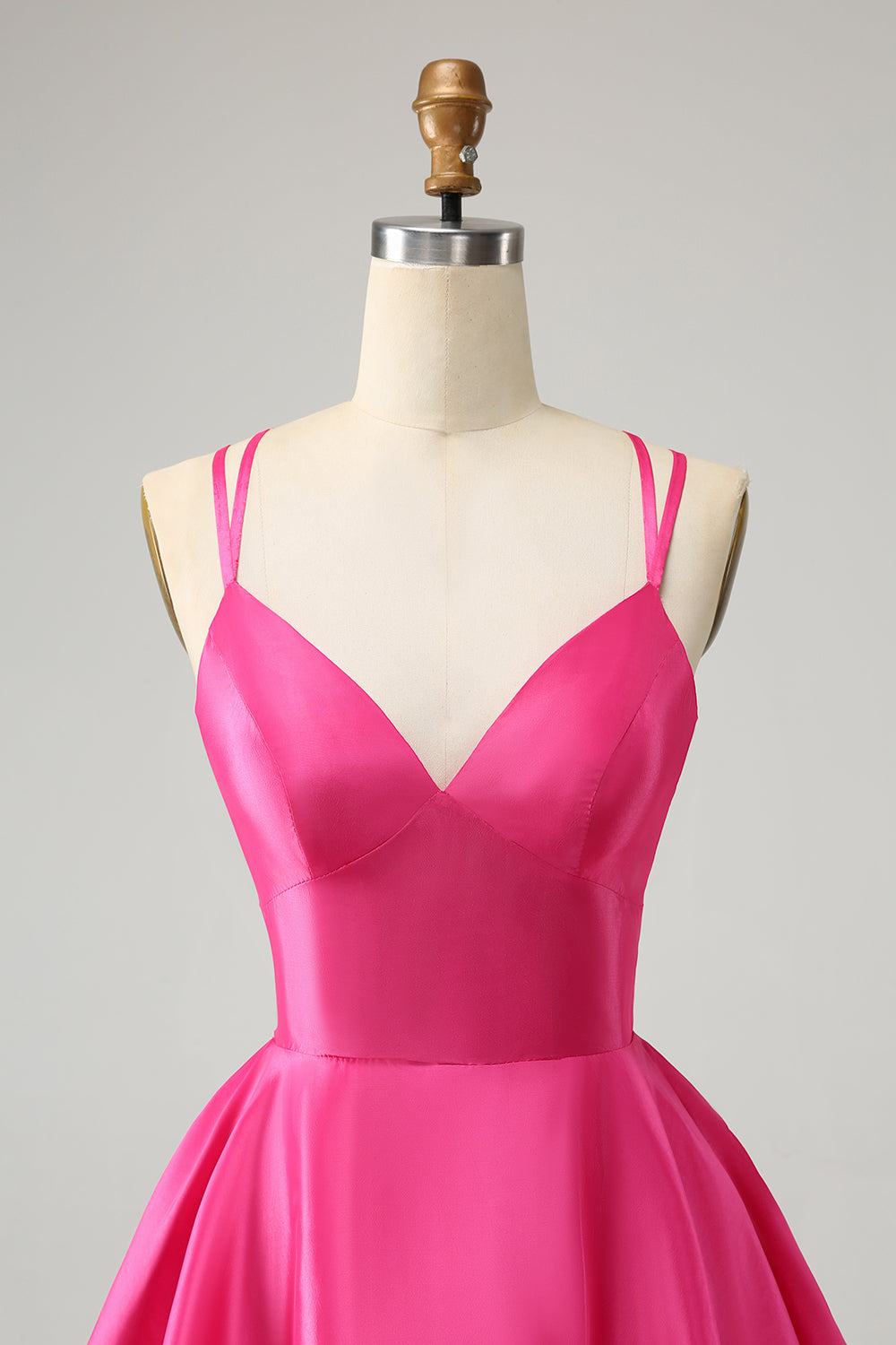 Fuchsia A Line Spaghetti Straps Backless Short Cute Homecoming Dress