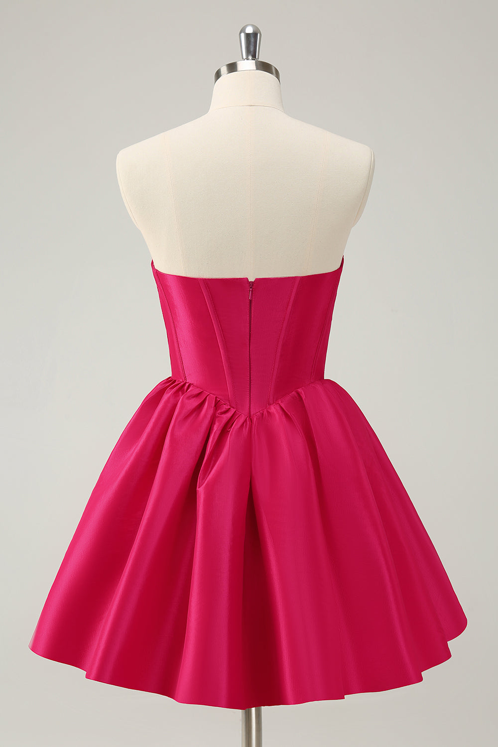 Fuchsia A Line Sweetheart Corset Satin Cute Homecoming Dress