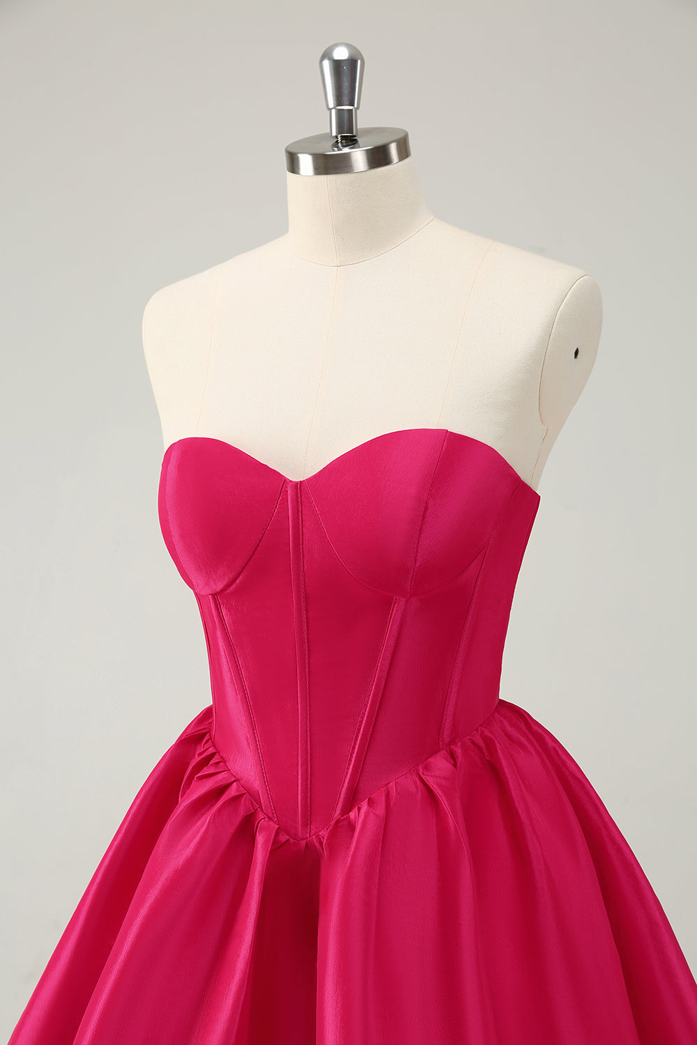 Fuchsia A Line Sweetheart Corset Satin Cute Homecoming Dress