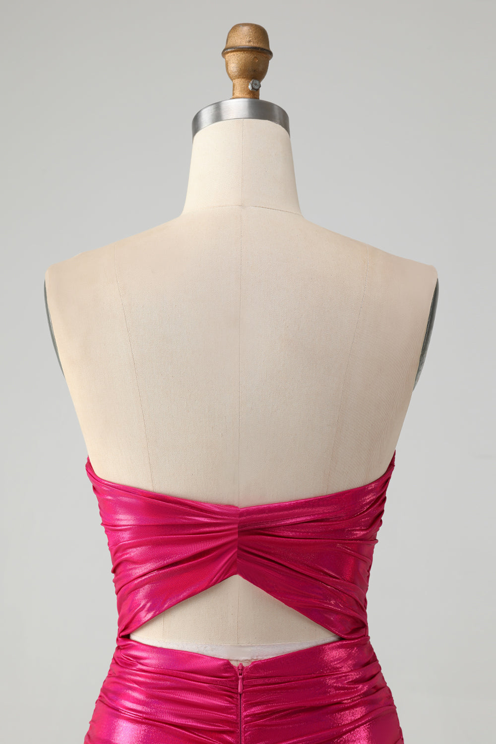 Chic Fuchsia Strapless Keyhole Pleated Tight Homecoming Dress