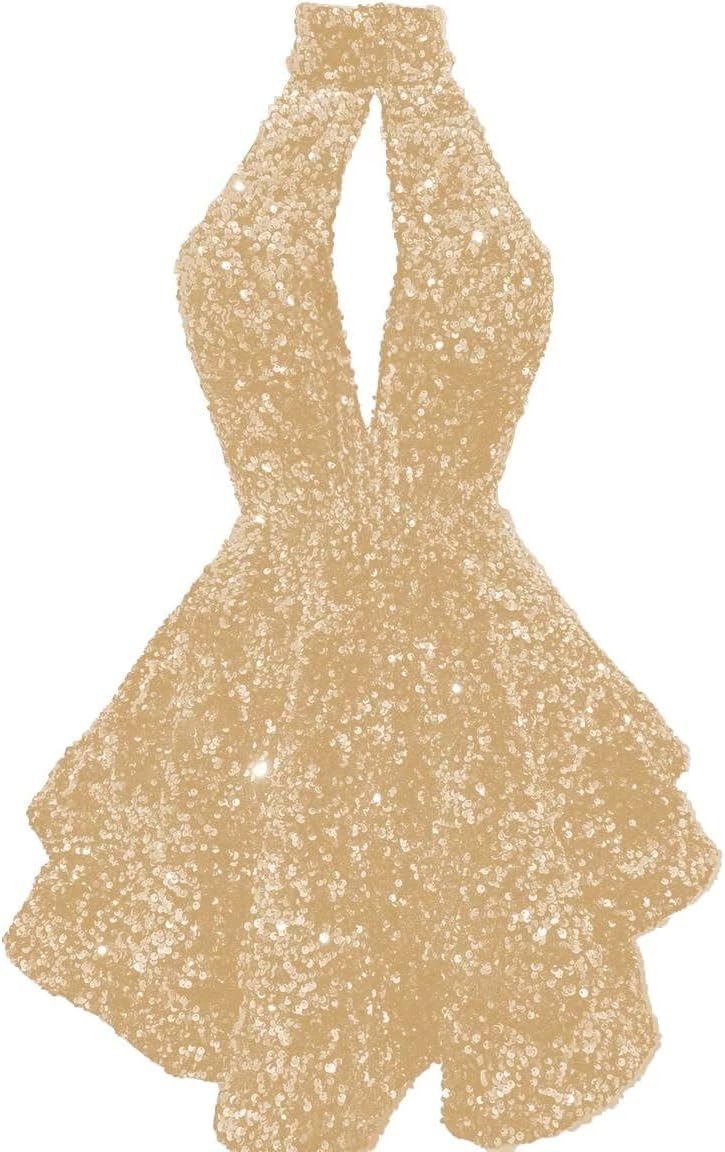 Halter Sequin Homecoming Dresses Short Sparkly Glitter Cutout Mini Backless Tight Bodycon Prom Cocktail Dresses for Women