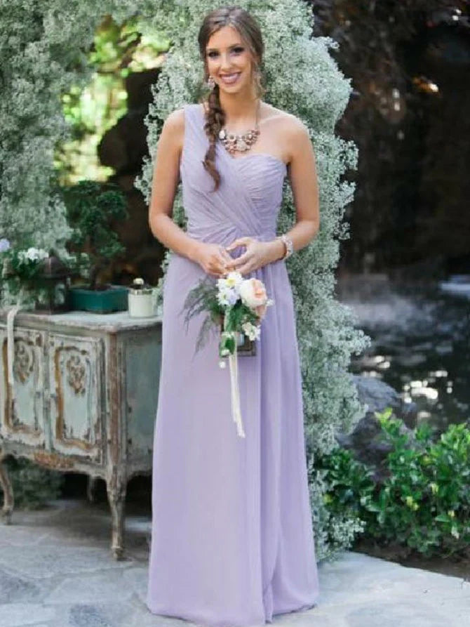 Alluring Chiffon A-line Bridesmaid Dresses Long Sleeveless Gowns BD135