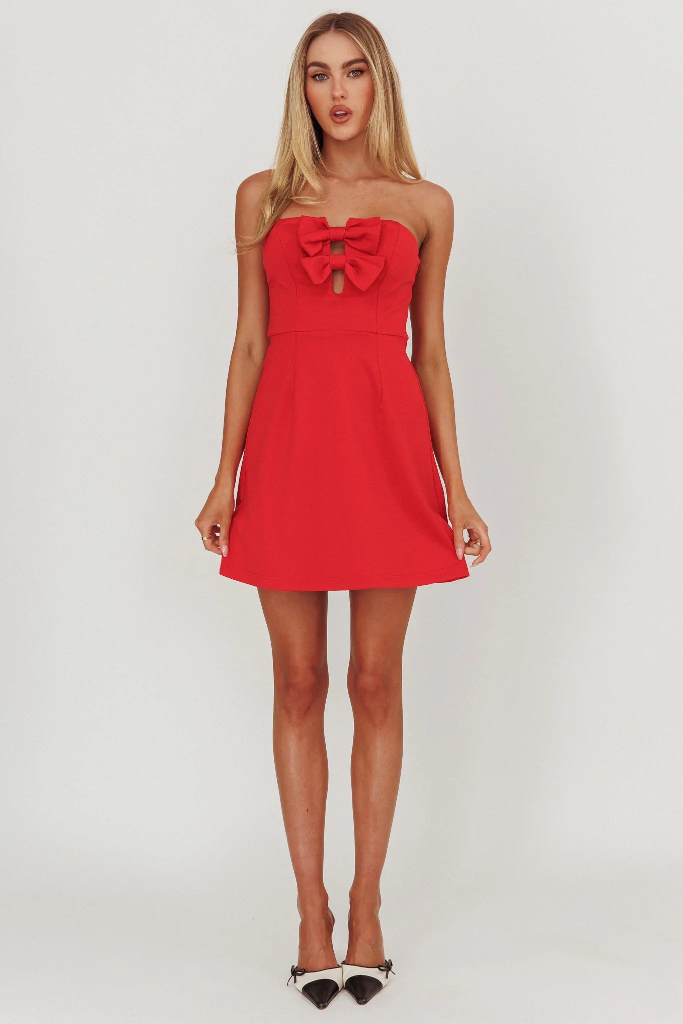 All For You Bow Strapless Mini Homecoming Dress