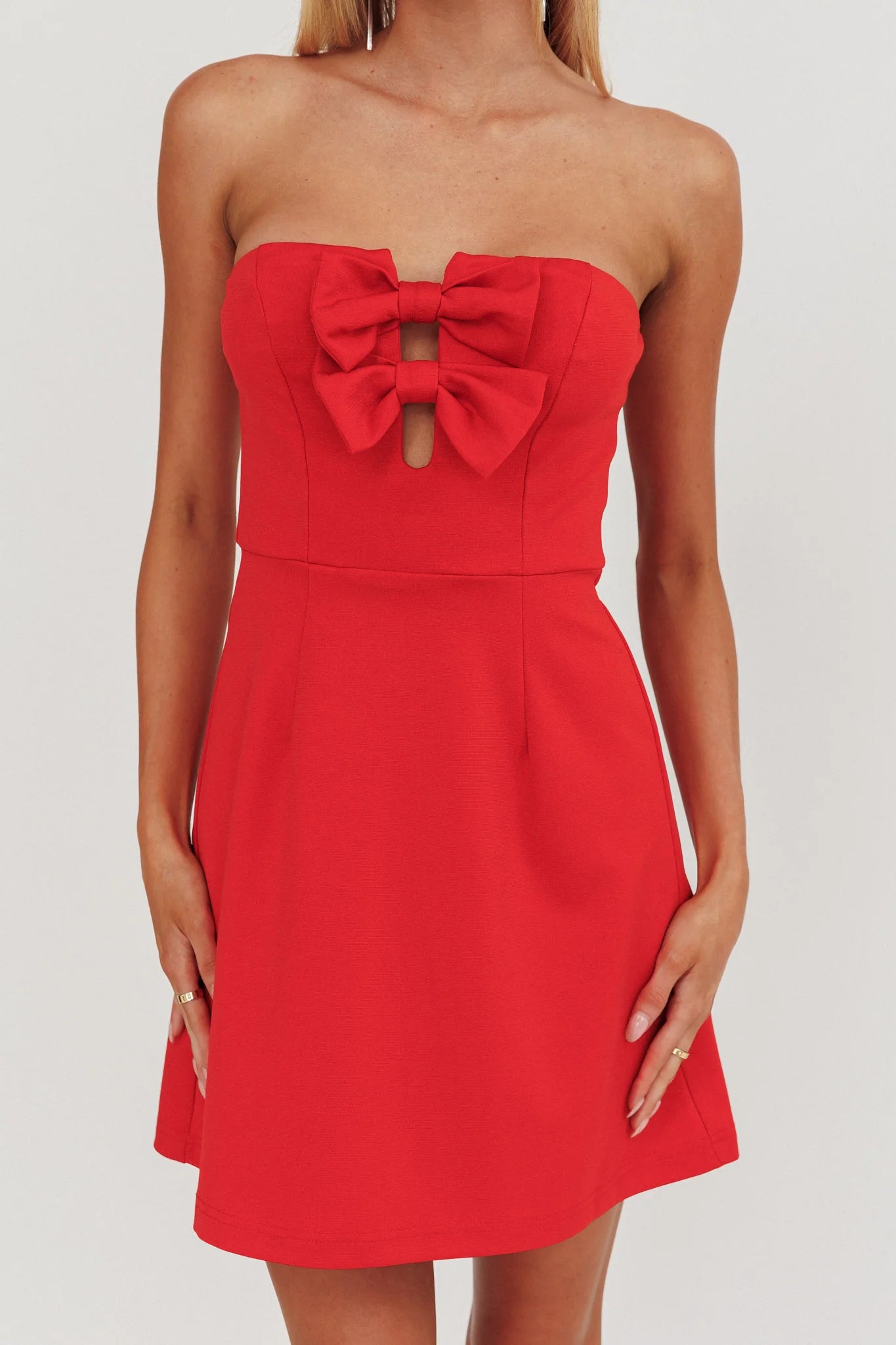 All For You Bow Strapless Mini Homecoming Dress