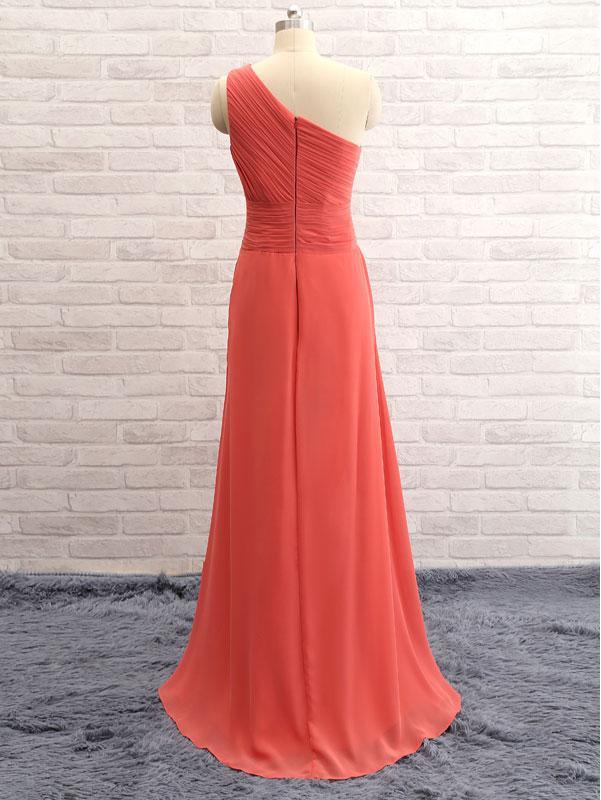 A-line Asymmetric Sweep Train Chiffon Simple Bridesmaid Dresses ABC00018