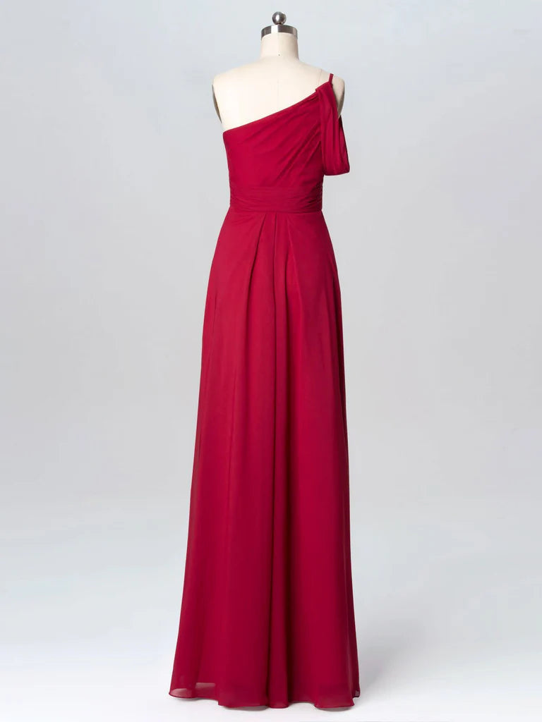 Eye-catching Chiffon One Shoulder Neckline A-line Bridesmaid Dress BD006