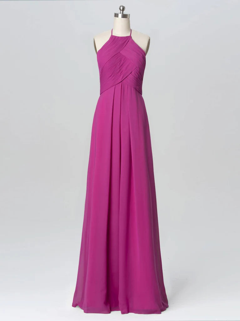 Fabulous Chiffon Halter Neckline Floor-length A-line Bridesmaid Dress BD012