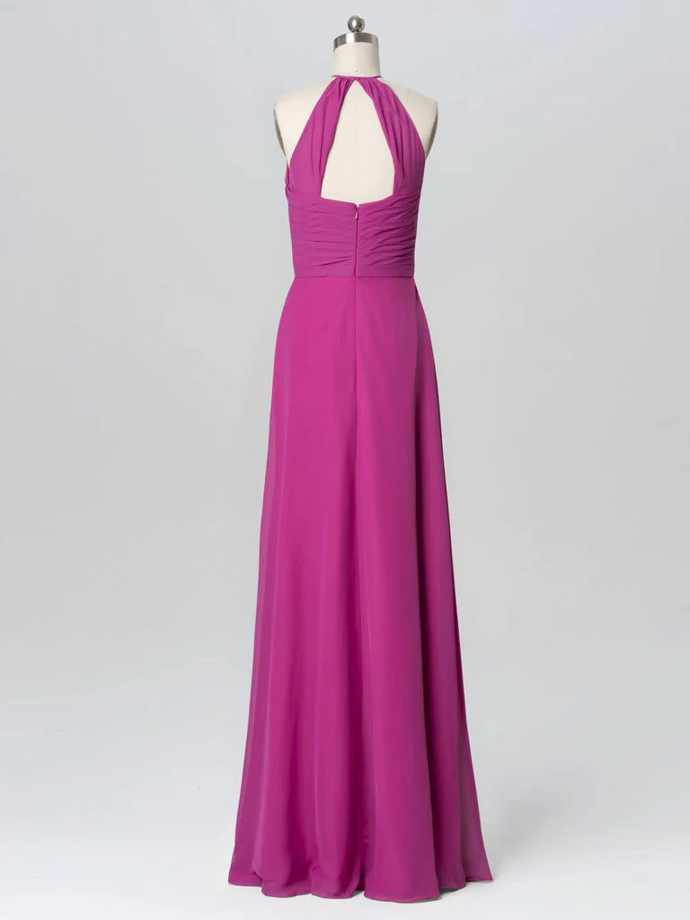 Fabulous Chiffon Halter Neckline Floor-length A-line Bridesmaid Dress BD012