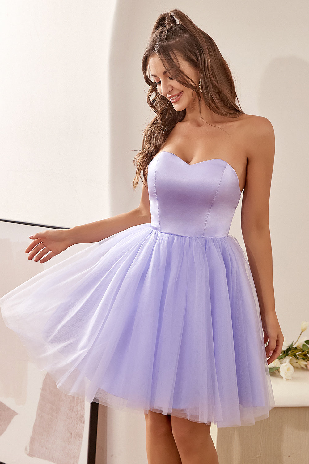 Sweetheart Purple A Line Homecoming Dress