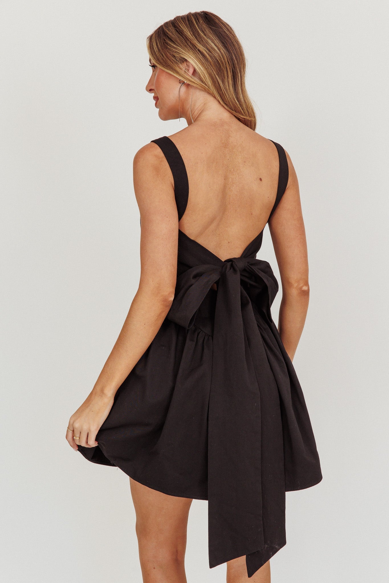 Irenic Bow Flare Mini Homecoming Dress