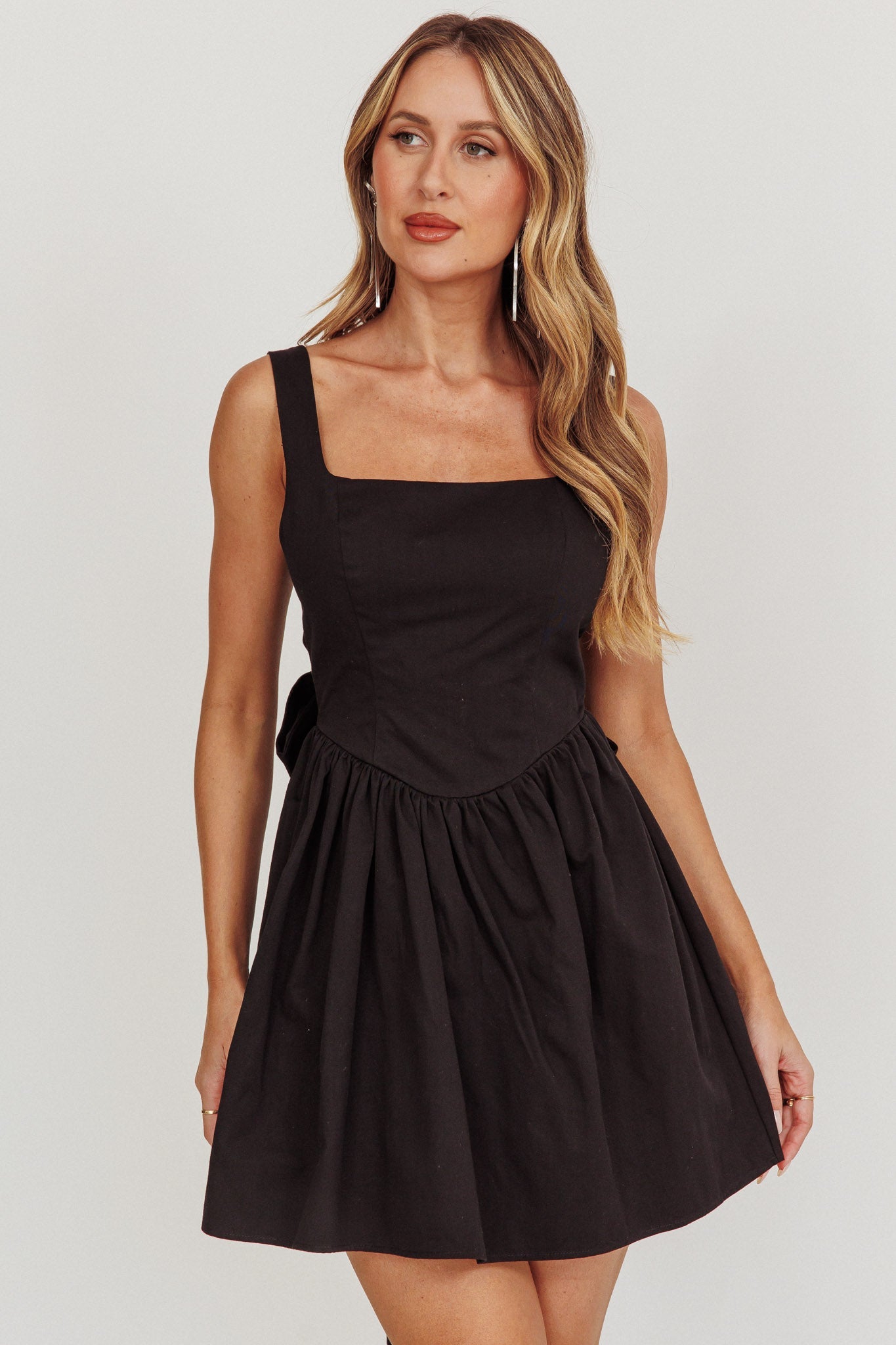 Irenic Bow Flare Mini Homecoming Dress