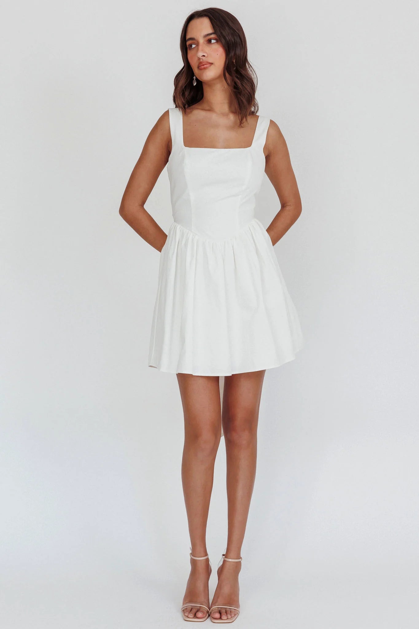 Irenic Bow Flare Mini Homecoming Dress