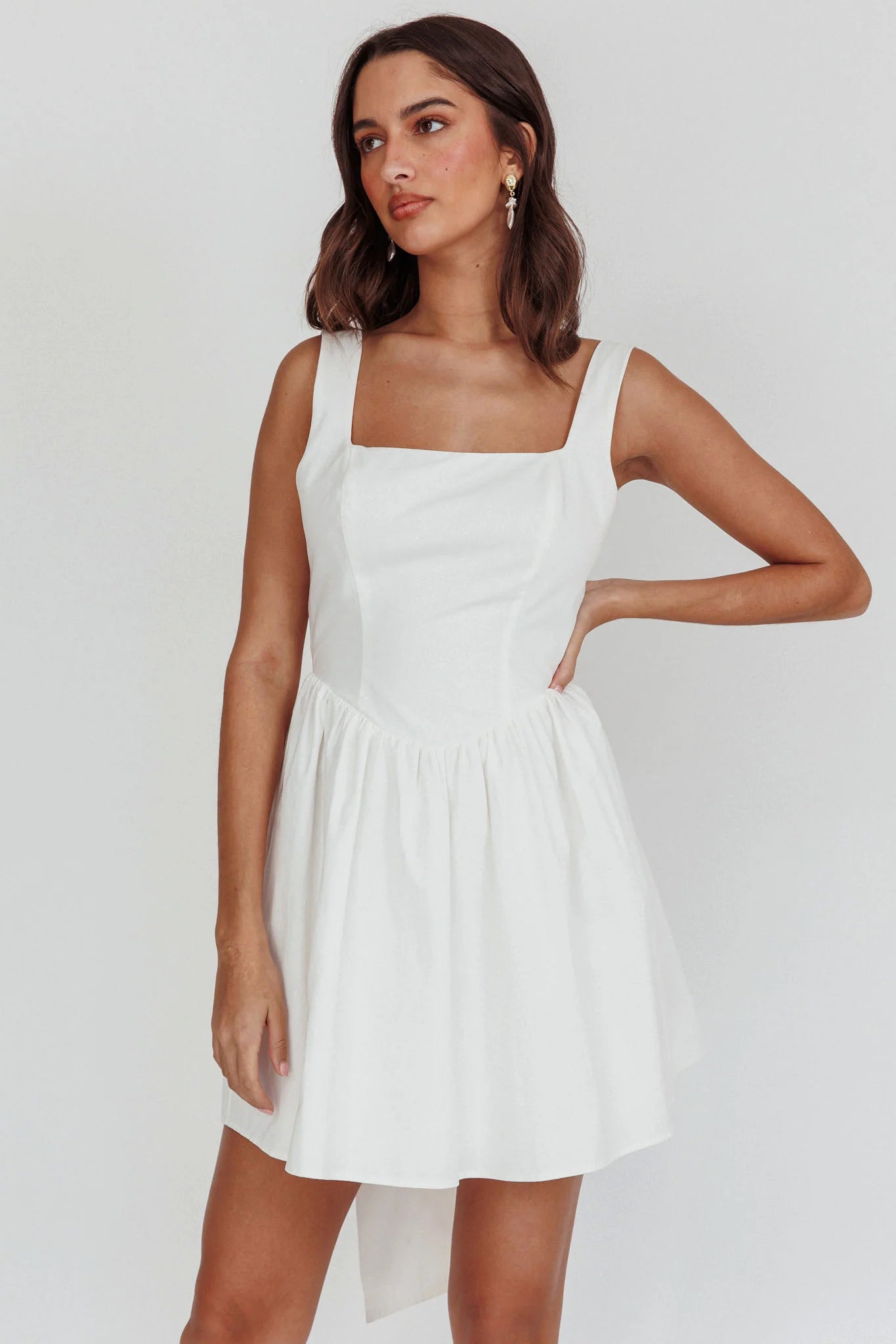 Irenic Bow Flare Mini Homecoming Dress