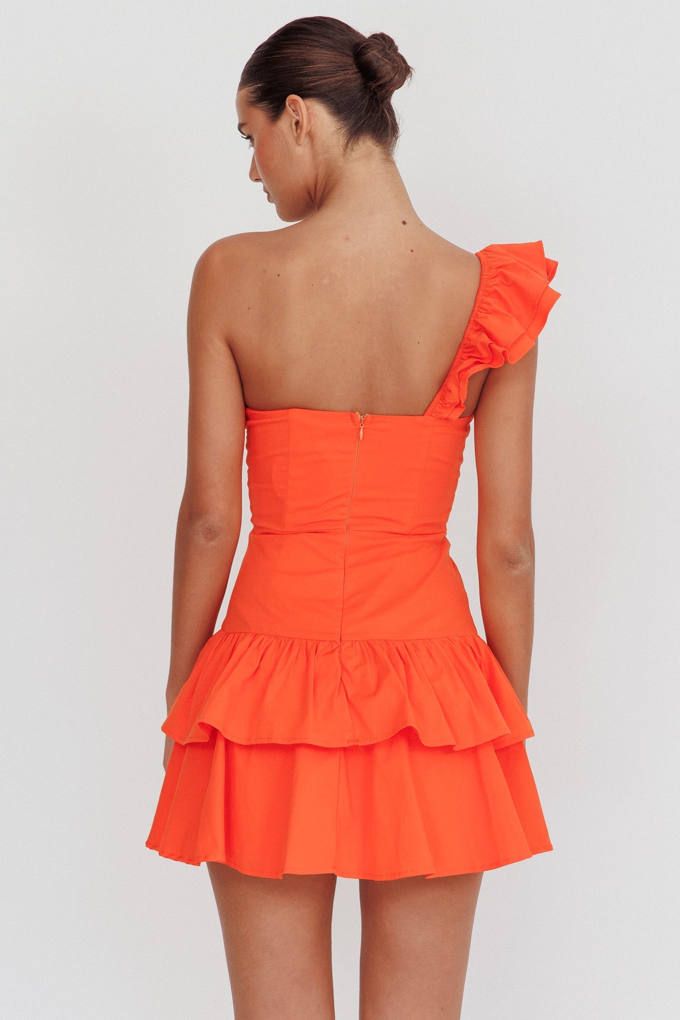 Tea Time One Shoulder Ruffle Mini Homecoming Dress