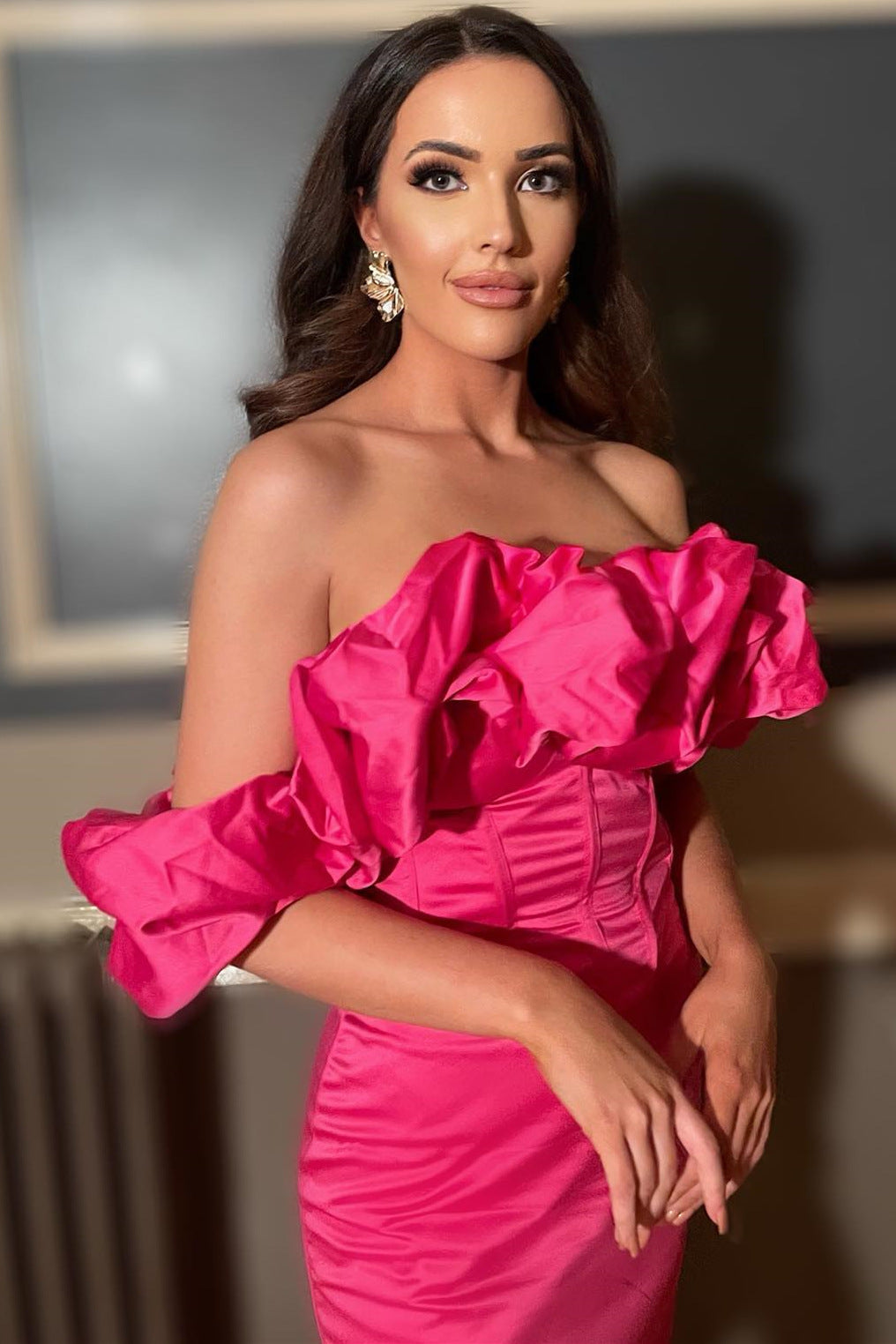 Jacinta |Sheath Off the Shoulder Ruffles Homecoming Dress