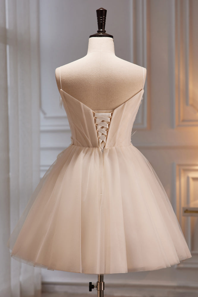 Nolwenn | A Line Sweetheart Spaghetti Straps Tulle Short Homecoming Dresses