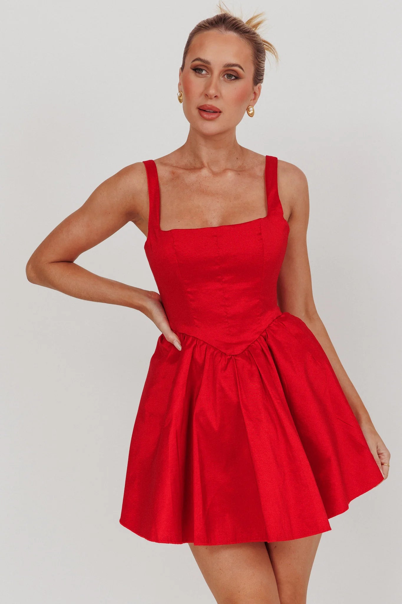 Found You Square Neck Flared Mini Homecoming Dress