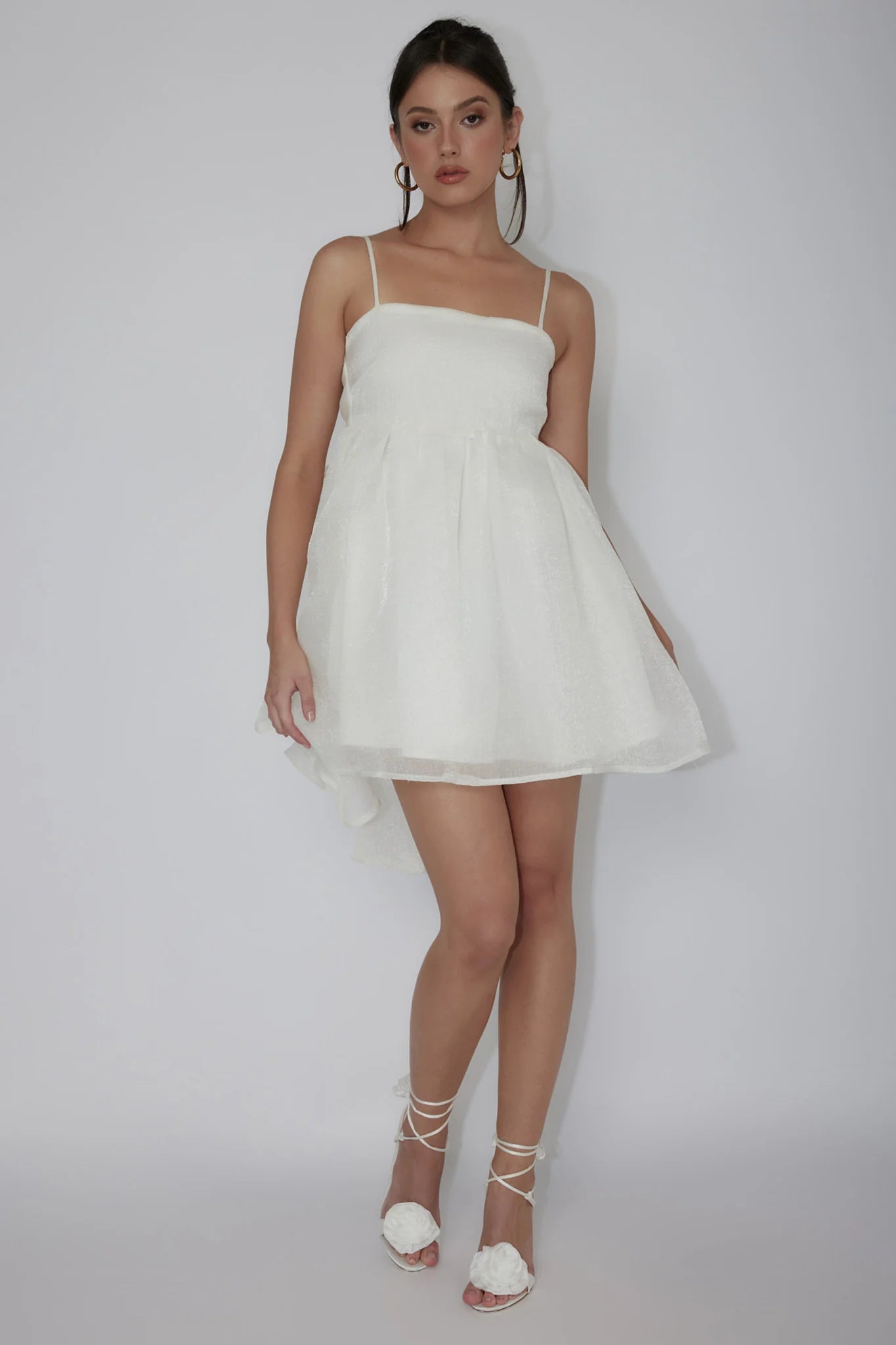 Diaz Bow Back Babydoll Mini Homecoming Dress