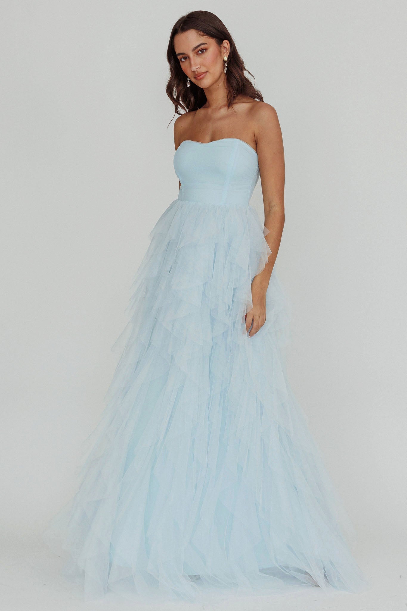 Rori Tulle Cascade Maxi Homecoming Dress Long