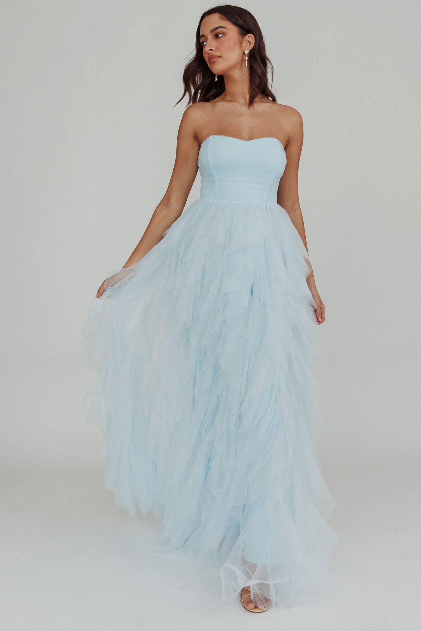 Rori Tulle Cascade Maxi Homecoming Dress Long