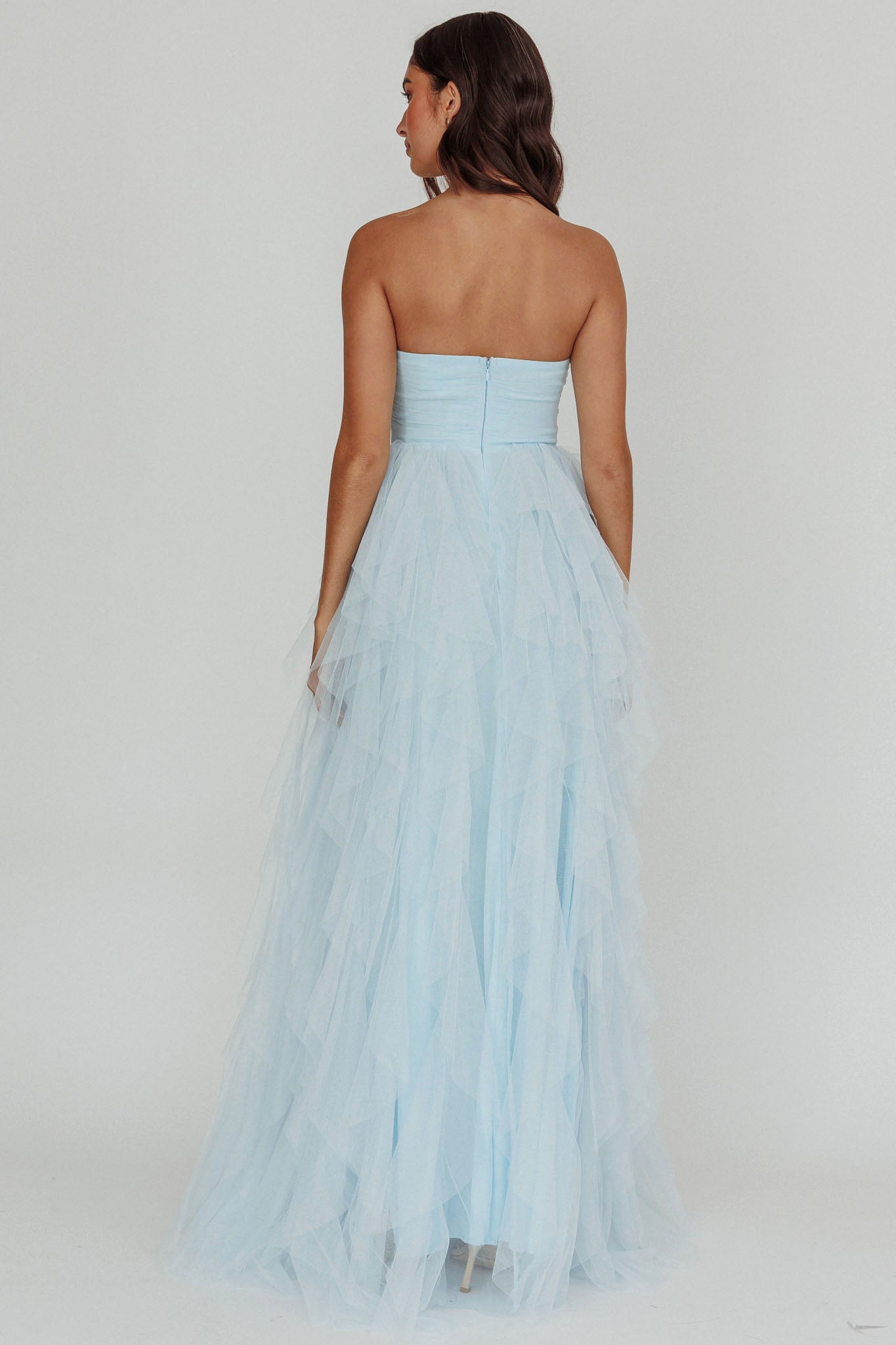 Rori Tulle Cascade Maxi Homecoming Dress Long