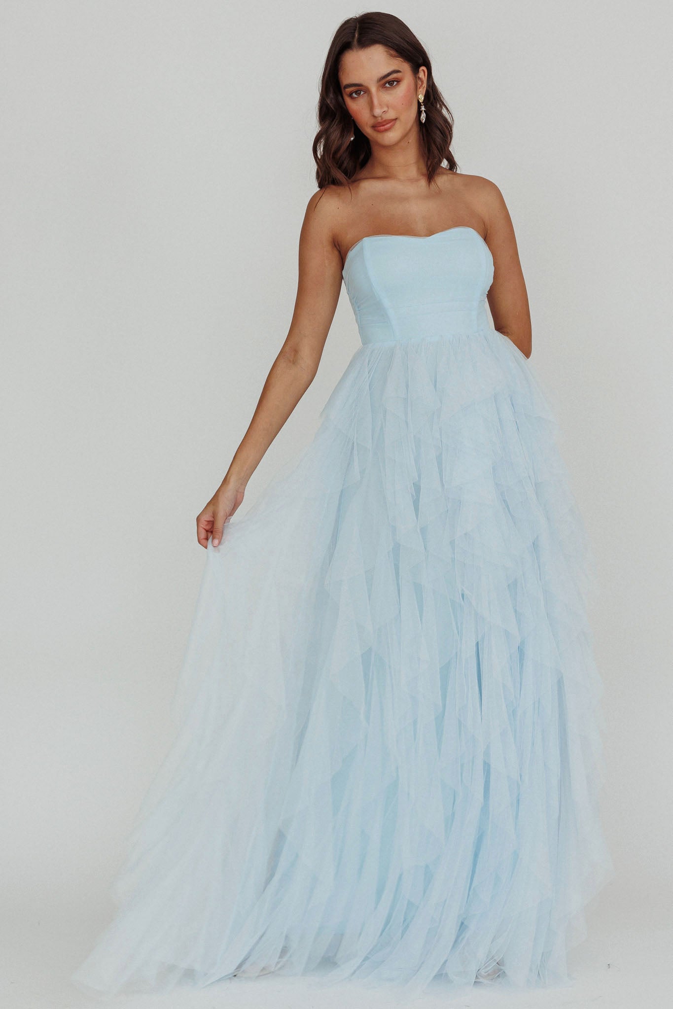 Rori Tulle Cascade Maxi Homecoming Dress Long