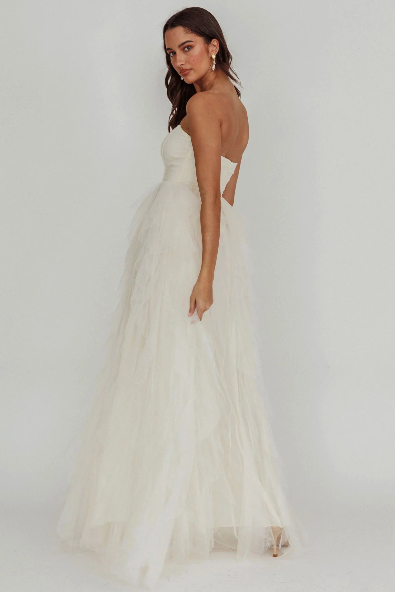 Rori Tulle Cascade Maxi Homecoming Dress Long