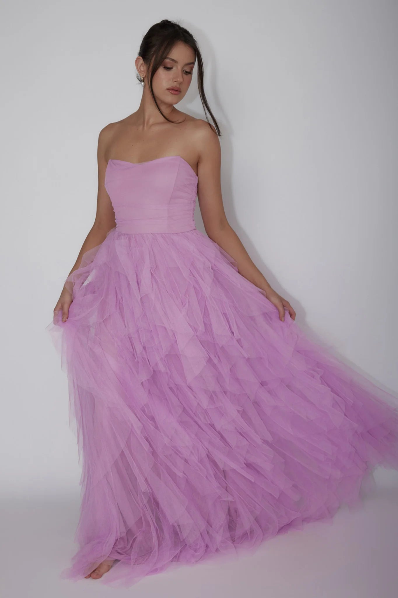 Rori Tulle Cascade Maxi Homecoming Dress Long