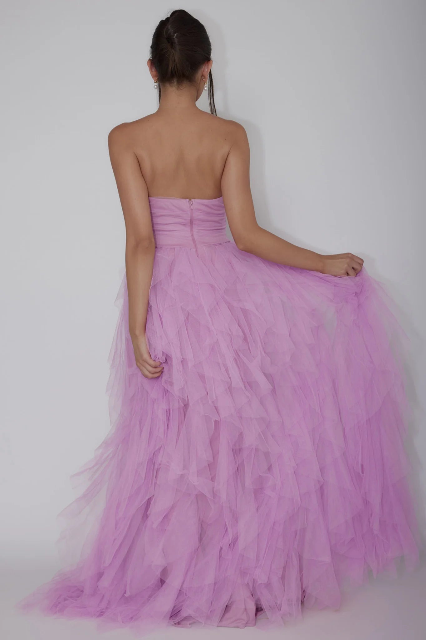 Rori Tulle Cascade Maxi Homecoming Dress Long