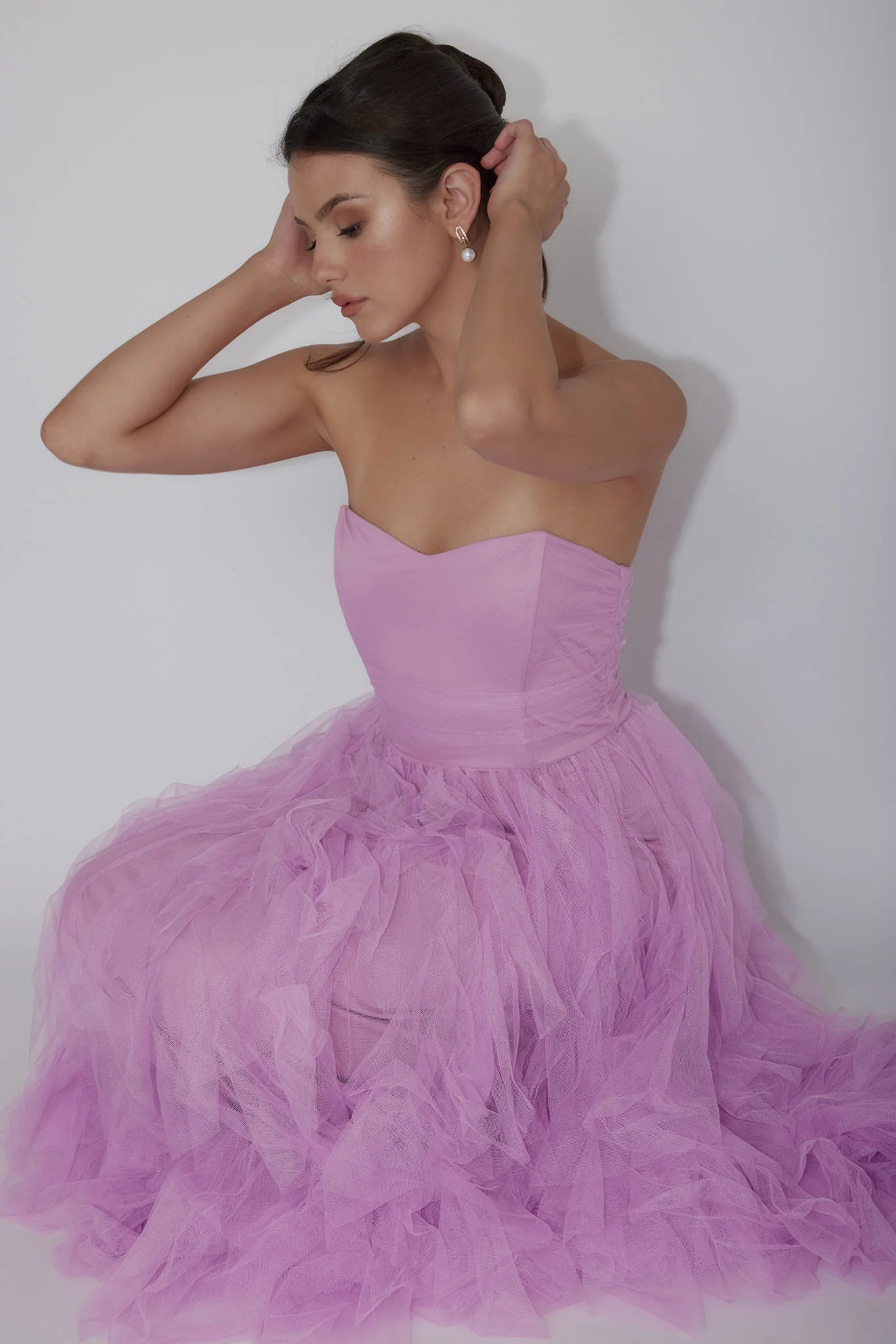 Rori Tulle Cascade Maxi Homecoming Dress Long