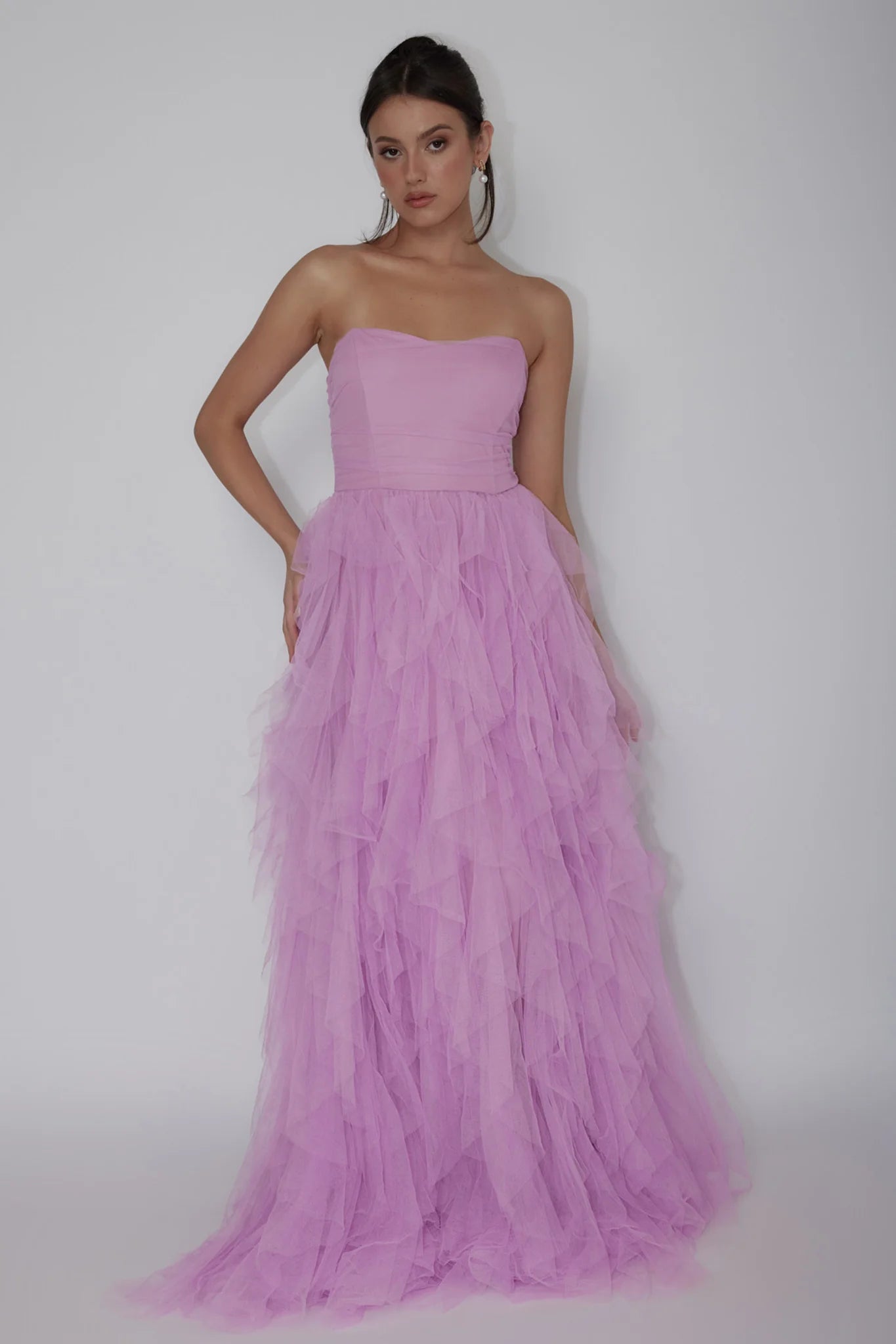 Rori Tulle Cascade Maxi Homecoming Dress Long