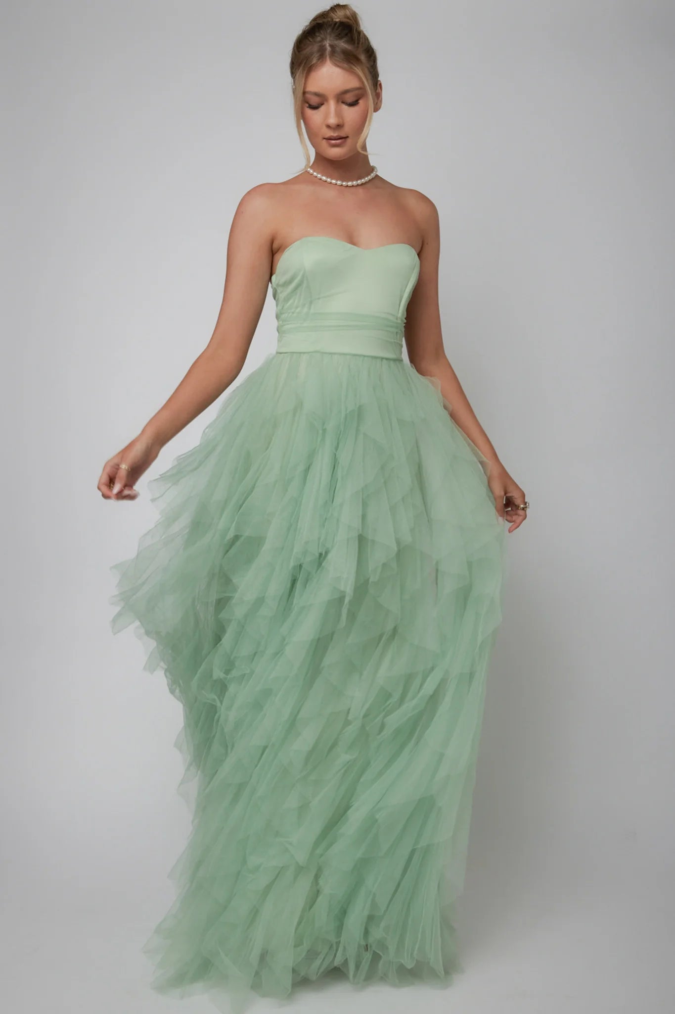 Rori Tulle Cascade Maxi Homecoming Dress Long