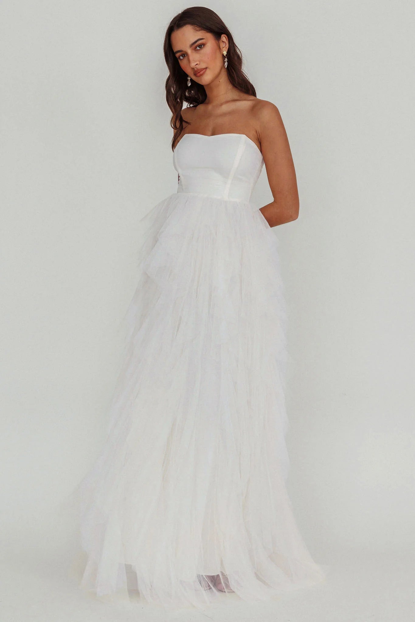 Rori Tulle Cascade Maxi Homecoming Dress Long