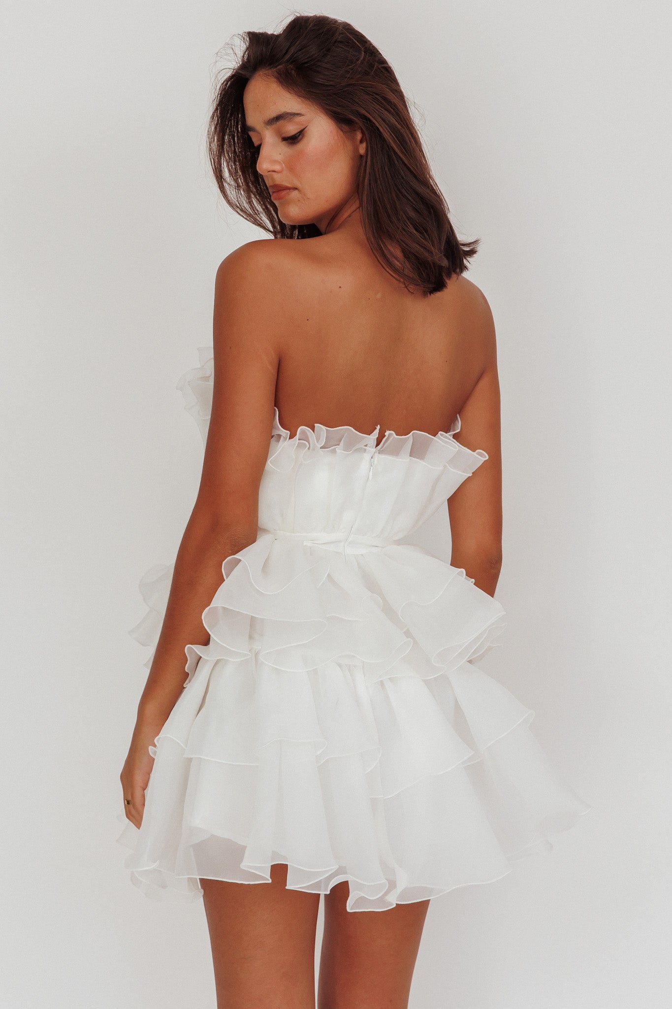 Bon Bon Tiered Organza Mini Homecoming Dress