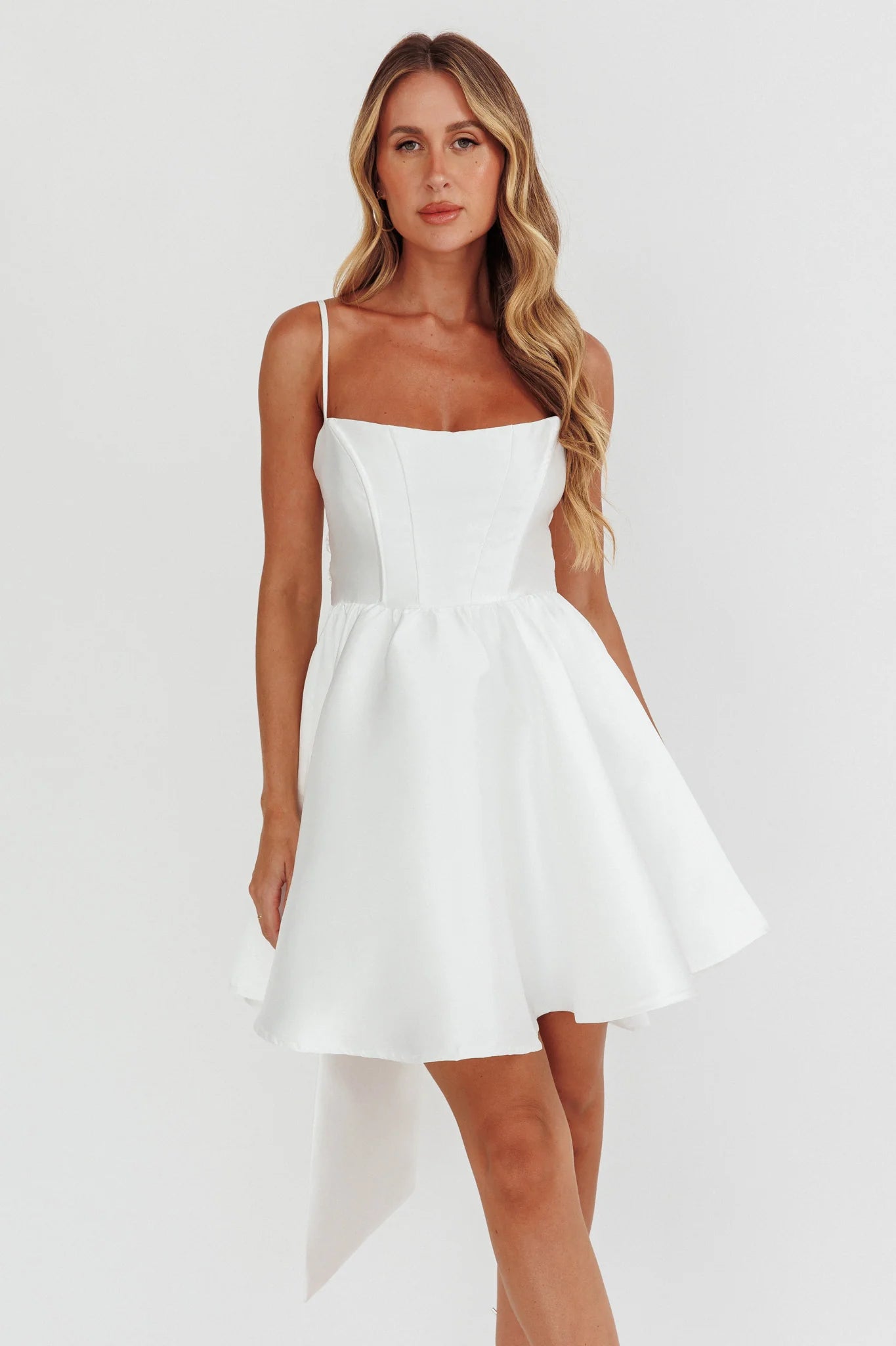 Athens Flared Bow Mini Homecoming Dress