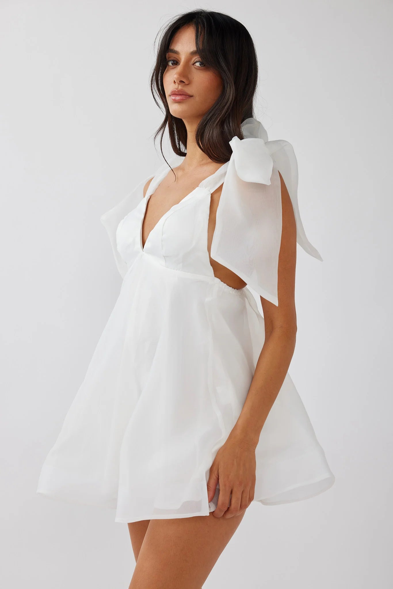 Chantilly Tied Shoulder Mini Homecoming Dress