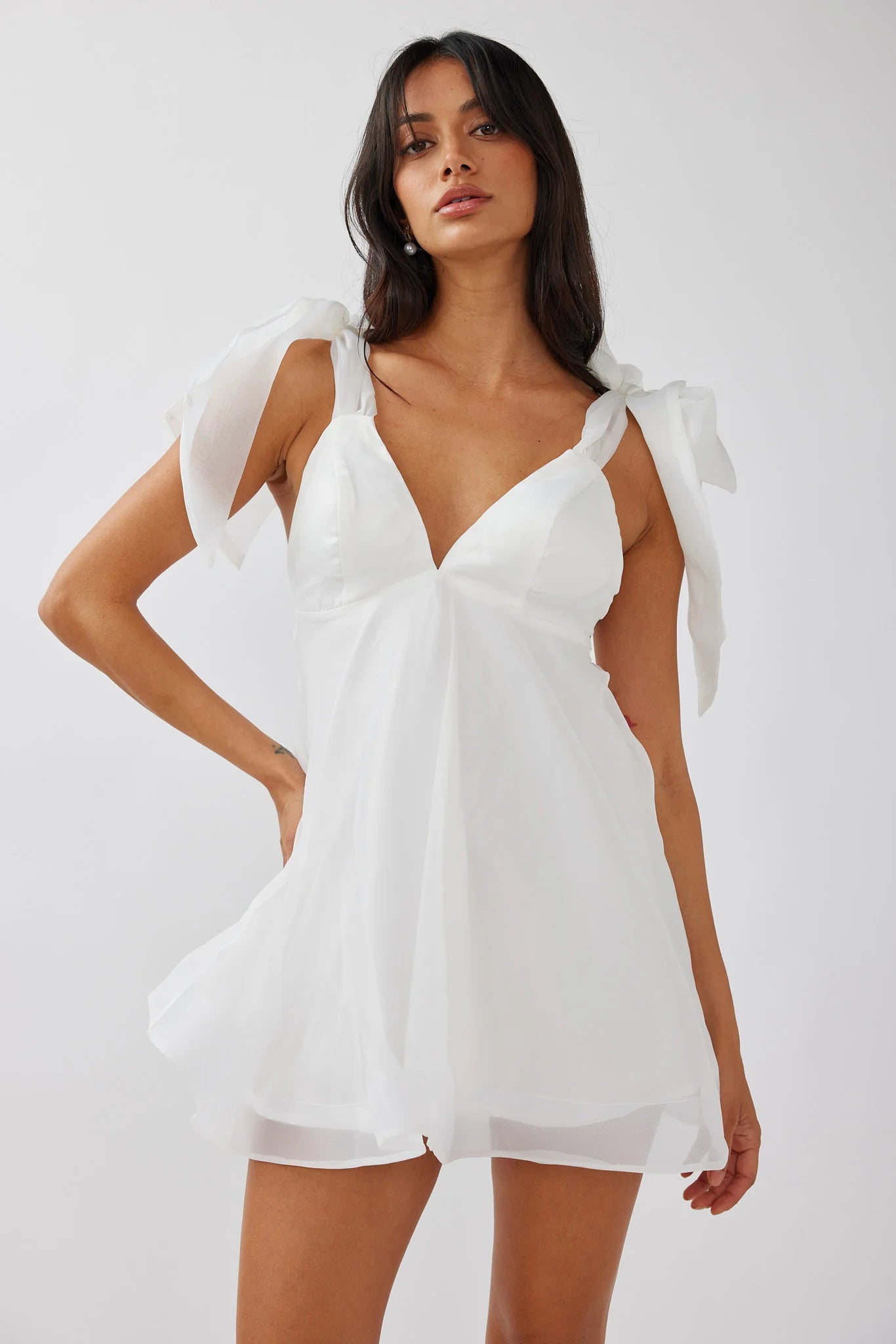 Chantilly Tied Shoulder Mini Homecoming Dress