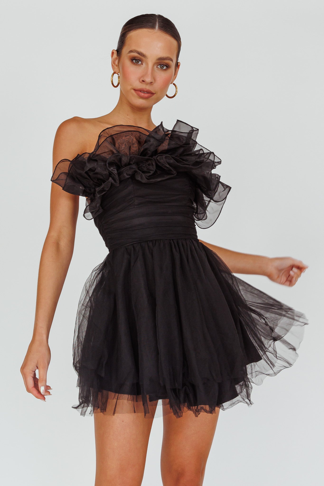 My Beloved Organza Frill Mini Homecoming Dress