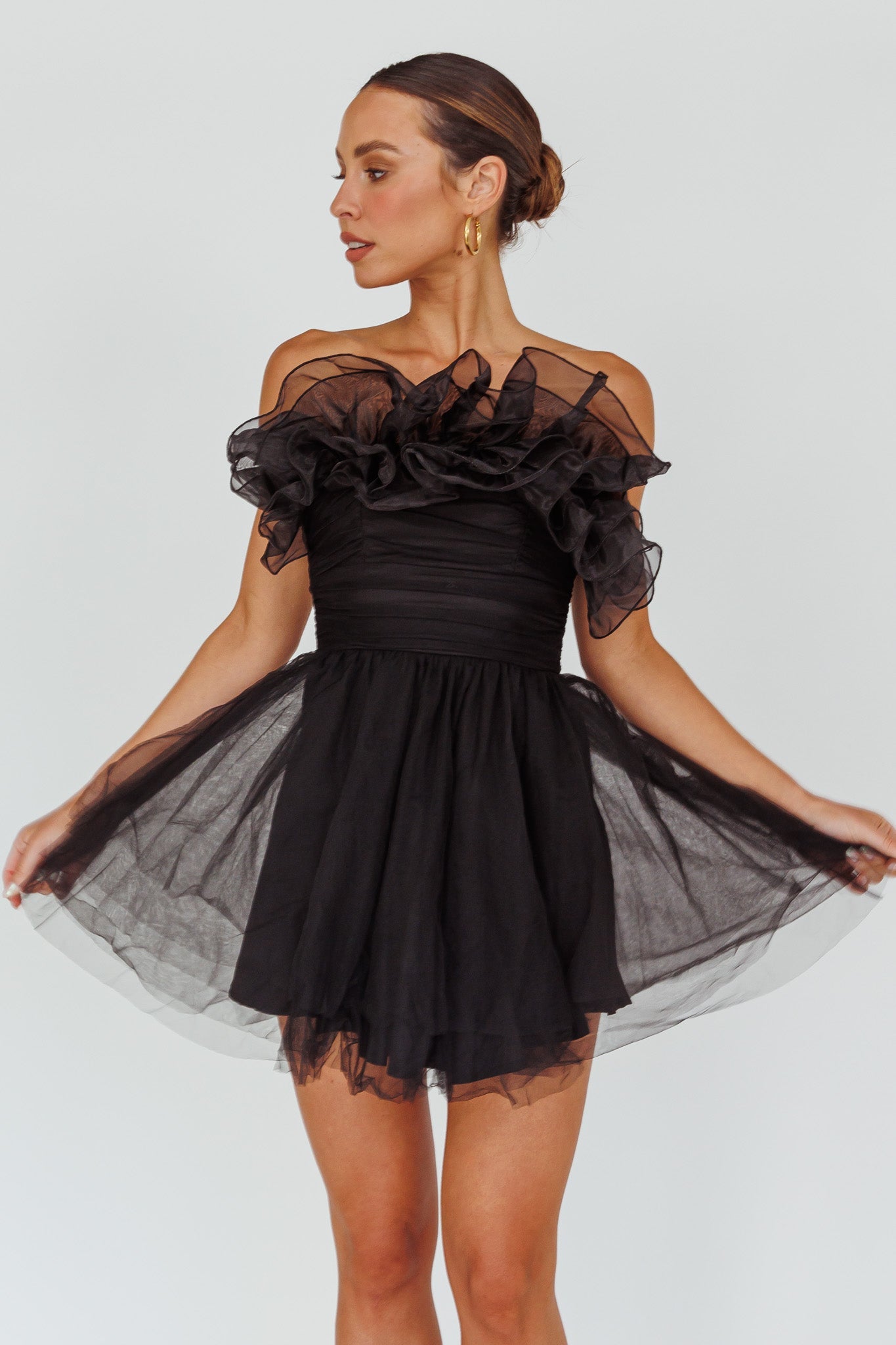 My Beloved Organza Frill Mini Homecoming Dress