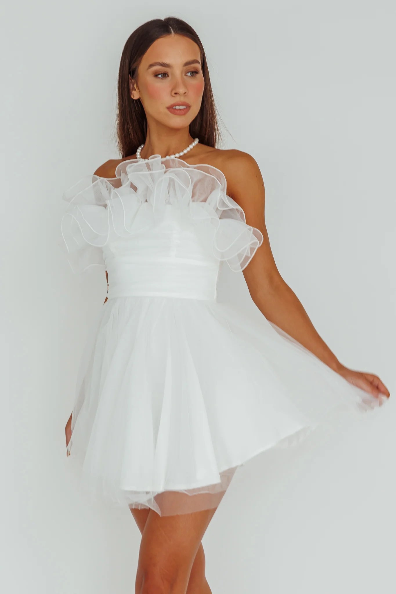 My Beloved Organza Frill Mini Homecoming Dress