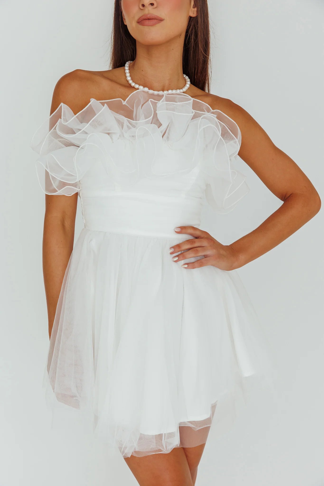 My Beloved Organza Frill Mini Homecoming Dress